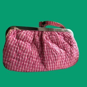 Vera Bradley 100% Silk Pink Gingham Wristlet